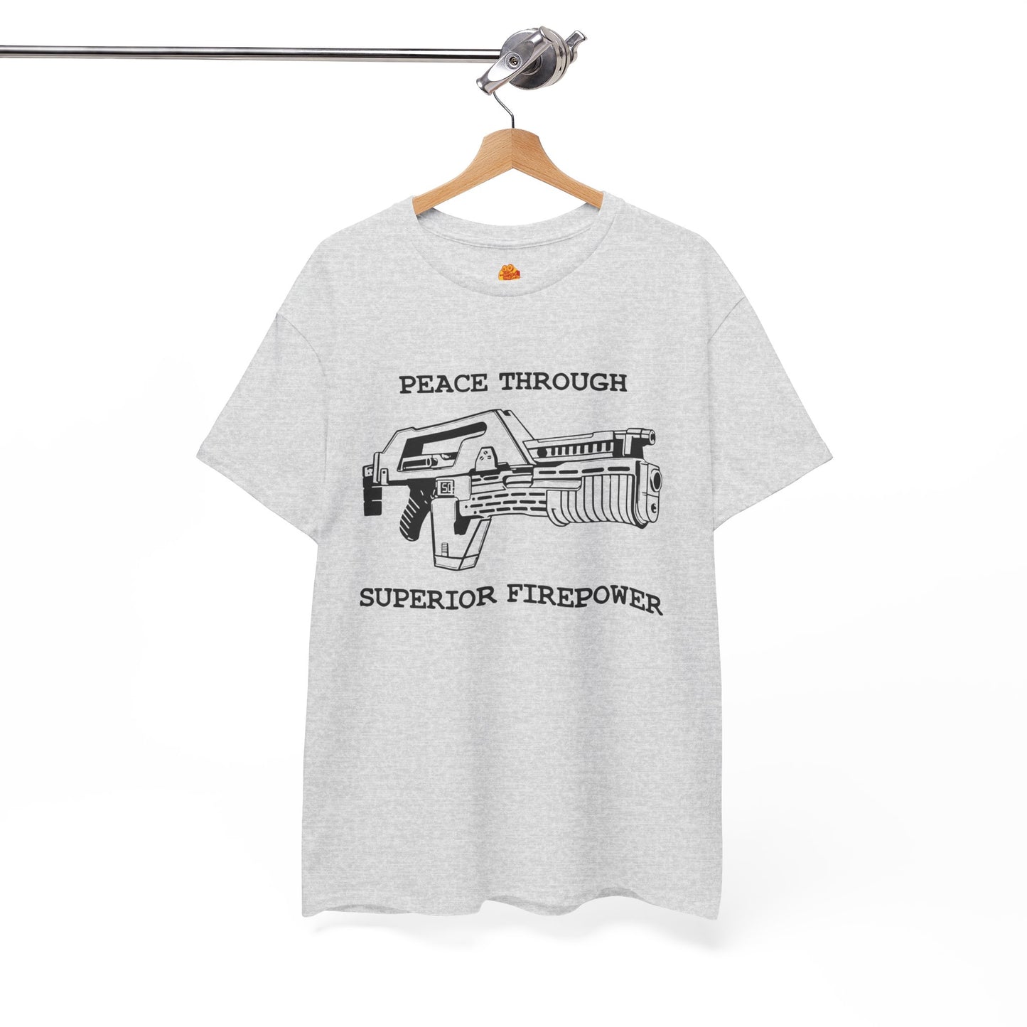 Peace Through Superior Firepower Frost Aliens Unisex Heavy Cotton Tee