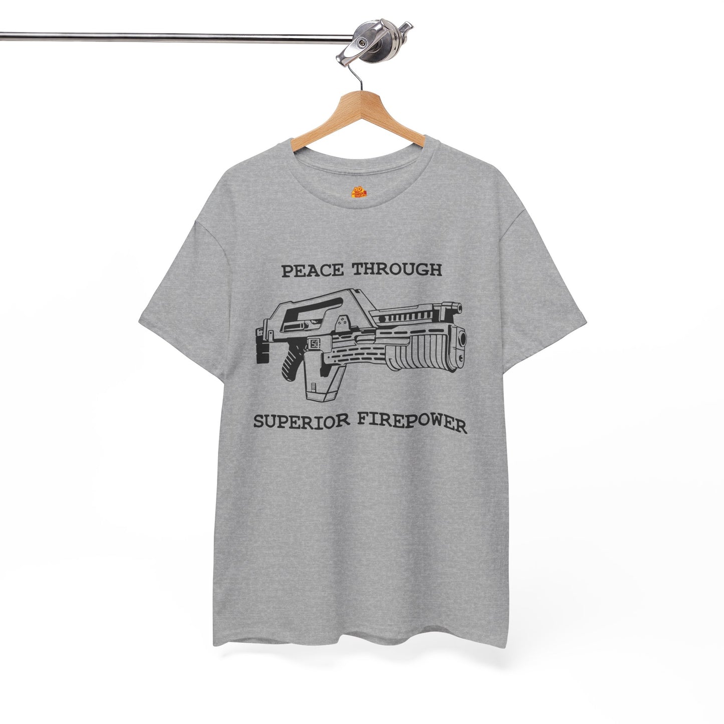 Peace Through Superior Firepower Frost Aliens Unisex Heavy Cotton Tee
