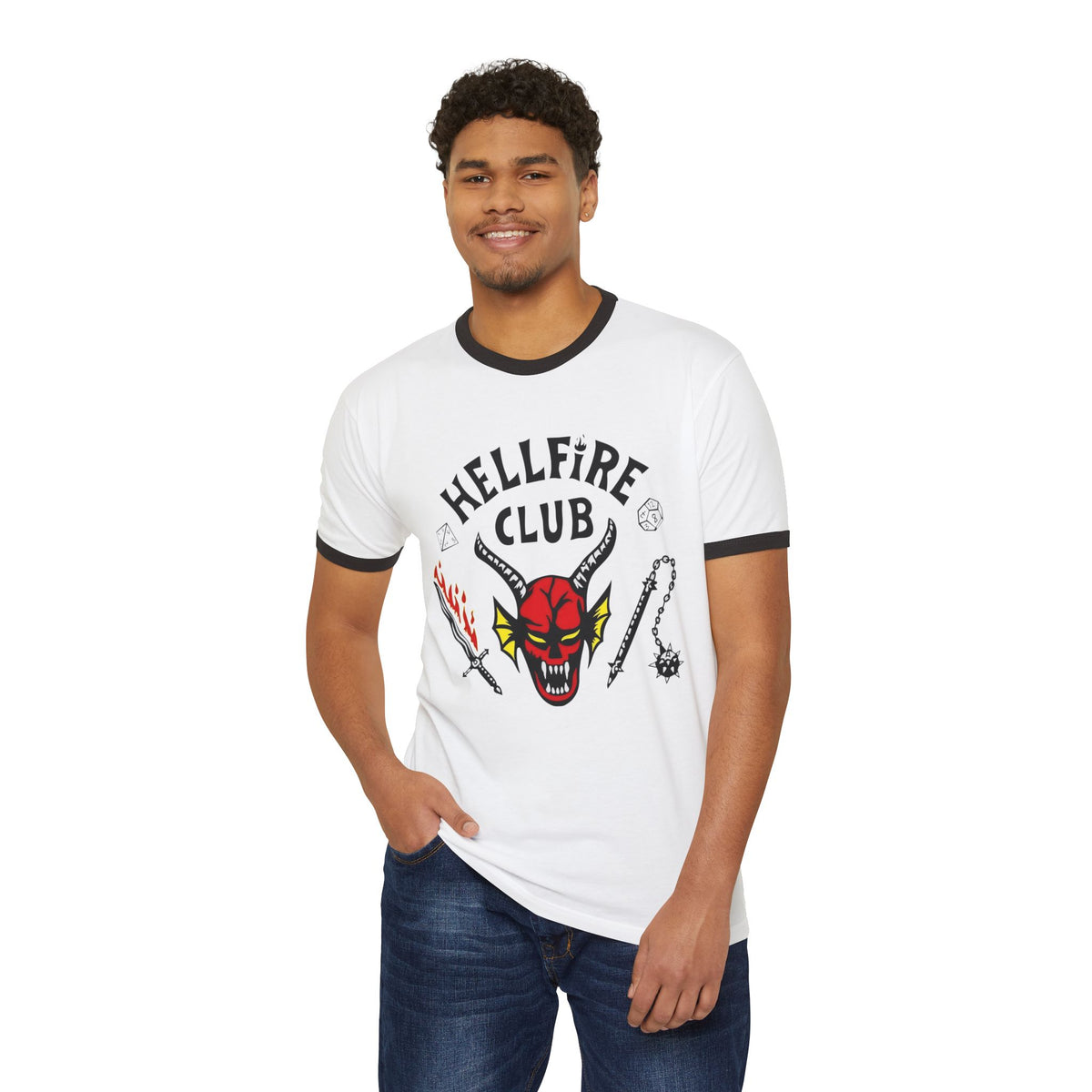Stranger Things Hellfire Club Unisex Cotton Ringer T-Shirt