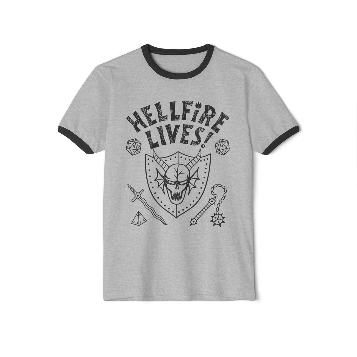 Stranger Things Hellfire Lives! Unisex Cotton Ringer T-Shirt