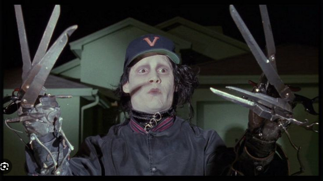 V Embroidered Cap Edward Scissorhands Johnny Deep Classic Dad Cap
